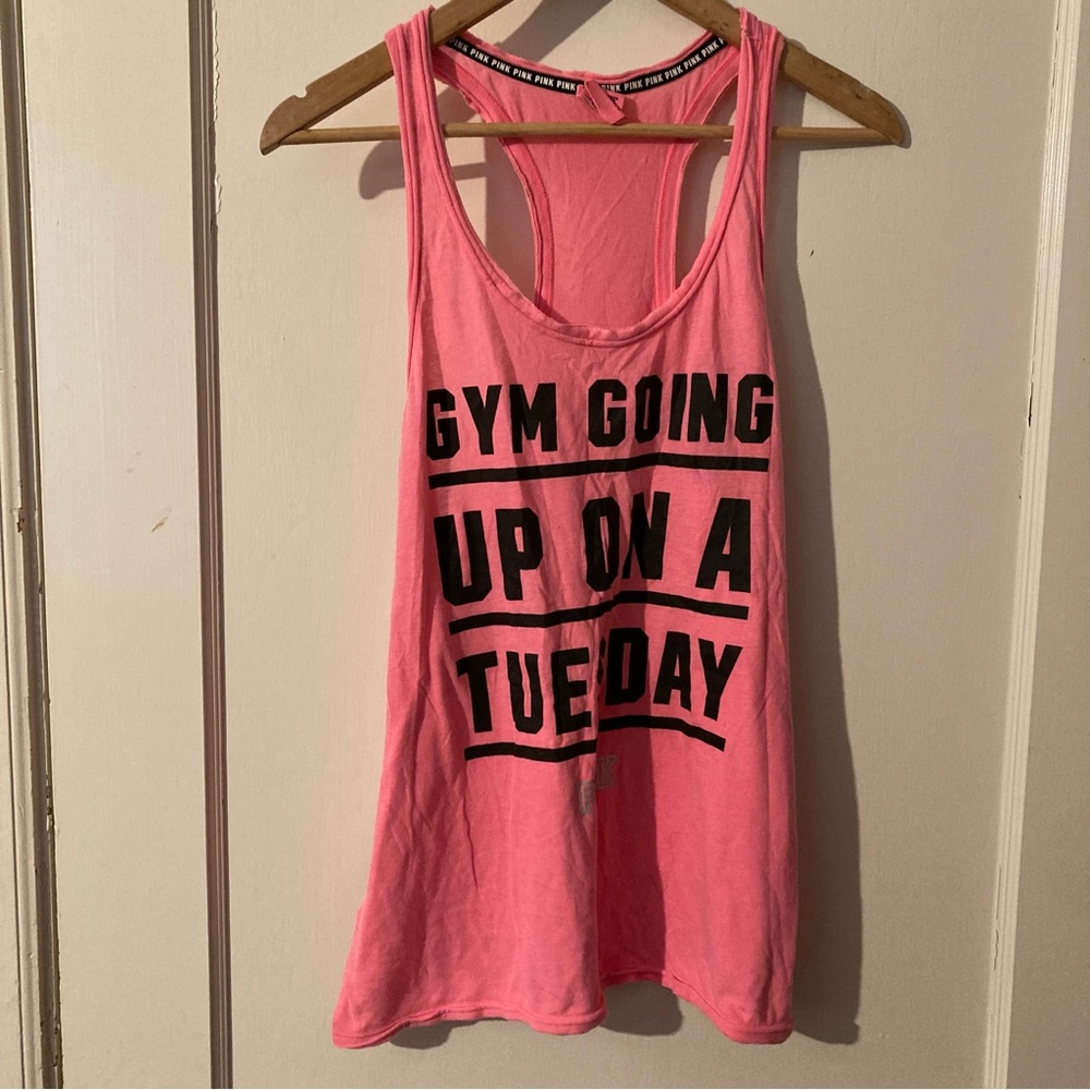 PINK Racerback Women’s Graphic Lightweight Gym Athletic Muscle Tee size Medium